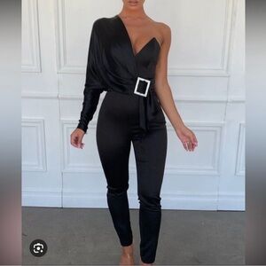 House of CB Asymmetrical Black Jumpsuit